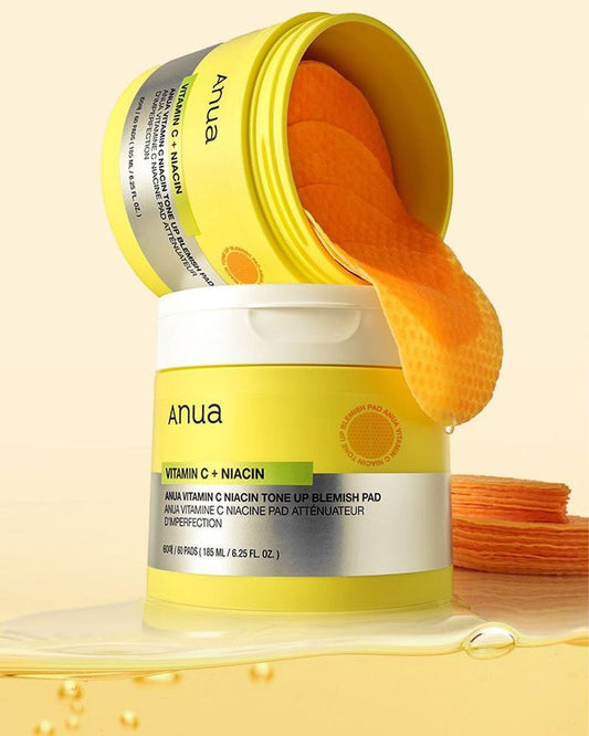 أنوا فيتامين C + نياسيناميد لتفتيح البقع وتوحيد لون البشرة – 185 مل (60 قطعة) Anua Vitamin C + Niacinamide Brightening Pads – 185ml (60 Pads)