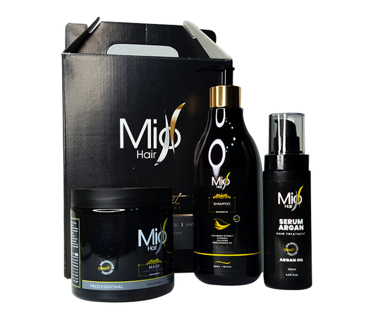 Mio Hair Kit – مجموعة إصلاح الشعر (شامبو 500 مل – ماسك 500 مل – سيروم 100 مل)
