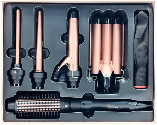 مجموعة مكواة تجعيد الشعر الاحترافية 7 في 1  DSP Professional Curl Beauty 7 in 1 hair curling wand set